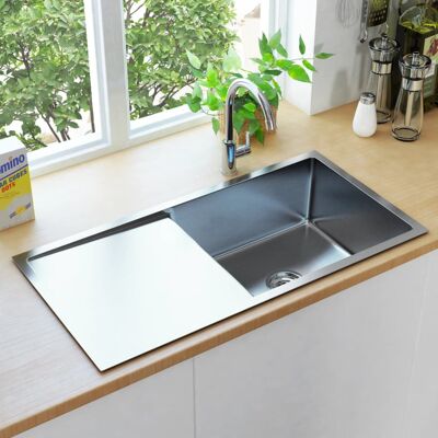VIDAXL Lavello Da Cucina Lavorato A Mano In Acciaio Inox - VIDAXL Lavello Da Cucina Lavorato A Mano In Acciaio Inox -