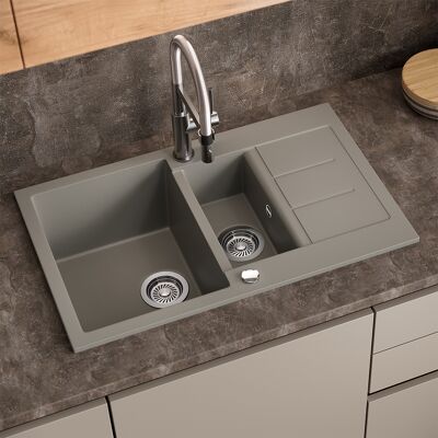 Vicco Lavello Seattle, Calcestruzzo, 80 X 50 Cm Con Area Di Asciugatura, Bergström Vicco Lavello Seattle, Calcestruzzo, 80 X 50 Cm Con Area Di Asciugatura, Bergström
