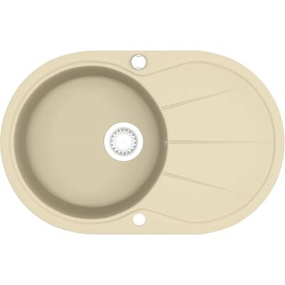 VIDAXL Lavello Da Cucina In Granito Vasca Singola Ovale Beige - VIDAXL Lavello Da Cucina In Granito Vasca Singola Ovale Beige -