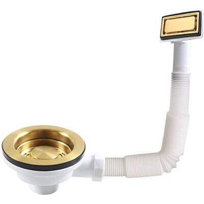HABITEX Kit Di Scarico Per Lavello Cucina, Filtro Dorato Con Troppo Pieno Rettangolare (oro) HABITEX Kit Di Scarico Per Lavello Cucina, Filtro Dorato Con Troppo Pieno Rettangolare (oro)