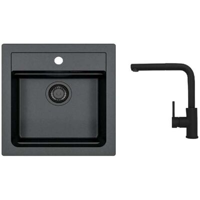 ALVEUS - Set Di Lavello Atrox 20 E Miscelatore Zeos-p, Deep Black Seta25638 ALVEUS - Set Di Lavello Atrox 20 E Miscelatore Zeos-p, Deep Black Seta25638