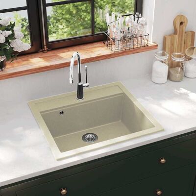 VIDAXL Lavello Da Cucina In Granito Vasca Singola Beige - VIDAXL Lavello Da Cucina In Granito Vasca Singola Beige -