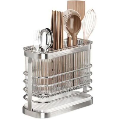 URSUS Scolaposate, Portautensili Da Cucina, Cestello Portaposate A Tre Scomparti In Acciaio Inox Con Scolapiatti, Supporto A Parete Rimovibile, Argento URSUS Scolaposate, Portautensili Da Cucina, Cestello Portaposate A Tre Scomparti In Acciaio Inox Con Scolapiatti, Supporto A Parete Rimovibile, Argento