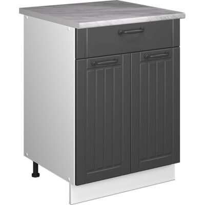 Vicco Mobile Base Per Lavello/piano Cottura Fame-line, Grigio Scuro/bianco, 60 Cm Con Cassetto, Pl Marmo, Vicco Mobile Base Per Lavello/piano Cottura Fame-line, Grigio Scuro/bianco, 60 Cm Con Cassetto, Pl Marmo,