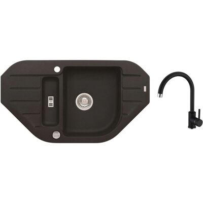 ALVEUS - Set Di Lavello Niagara 60 E Miscelatore Kati, Con Comando Di Scarico, Carbon Seta25923 ALVEUS - Set Di Lavello Niagara 60 E Miscelatore Kati, Con Comando Di Scarico, Carbon Seta25923