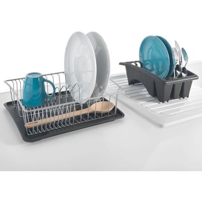 Metaltex Aquatex Plus - Scolapiatti Con Bacinella E Vaschetta Addizionale, Argento Metallizzato, 35x30x11 Cm - Metaltex Aquatex Plus - Scolapiatti Con Bacinella E Vaschetta Addizionale, Argento Metallizzato, 35x30x11 Cm -