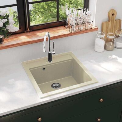 VIDAXL Lavello Da Cucina In Granito Vasca Singola Beige - VIDAXL Lavello Da Cucina In Granito Vasca Singola Beige -
