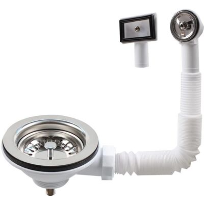 HABITEX Vite In Acciaio Inox 304 Da 5,5 Cm Per Lavello Cucina, Griglia Scarico Con Troppopieno 114 Mm, Modello Vasca, 2 Tipi Troppopieno Xk186ge HABITEX Vite In Acciaio Inox 304 Da 5,5 Cm Per Lavello Cucina, Griglia Scarico Con Troppopieno 114 Mm, Modello Vasca, 2 Tipi Troppopieno Xk186ge