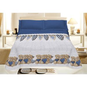 IL GRUPPONE - Copriletto Estivo Made In Italy 100% Cotone Piquet Singolo Matrimoniale Orsetti Blu - 2 Piazze IL GRUPPONE - Copriletto Estivo Made In Italy 100% Cotone Piquet Singolo Matrimoniale Orsetti Blu - 2 Piazze