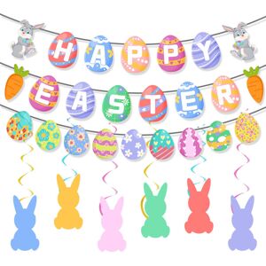 AULEDIO Ghirlanda Pasqua – Banner “buona Pasqua” Coniglio & Uova Per Finestra E Casa AULEDIO Ghirlanda Pasqua – Banner “buona Pasqua” Coniglio & Uova Per Finestra E Casa