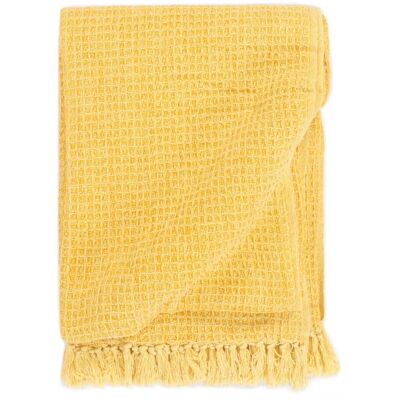 vidaXL Coperta in Cotone Giallo Senape 220x250cm vidaXL Coperta in Cotone Giallo Senape 220x250cm