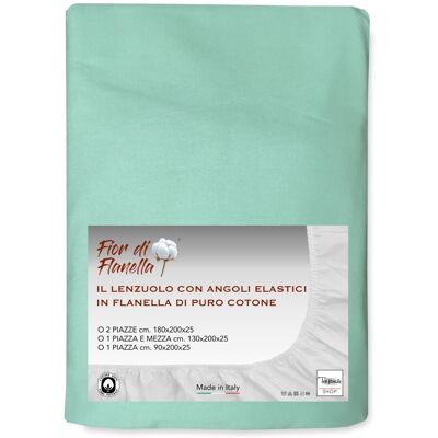 TEX FAMILY - Fior di Flanella - Verdino - 2 piazze - Fitted Sheet TEX FAMILY - Fior di Flanella - Verdino - 2 piazze - Fitted Sheet