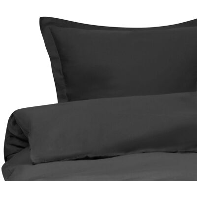 BELIANI Set Copripiumino Moderno In Cotone Satinato 200 X 200 Cm Nero Parkrose BELIANI Set Copripiumino Moderno In Cotone Satinato 200 X 200 Cm Nero Parkrose
