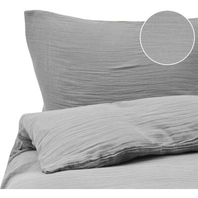 BELIANI Set Copripiumino Moderno In Mussola Di Cotone 220 X 240 Cm Grigio Chiaro Sumner BELIANI Set Copripiumino Moderno In Mussola Di Cotone 220 X 240 Cm Grigio Chiaro Sumner