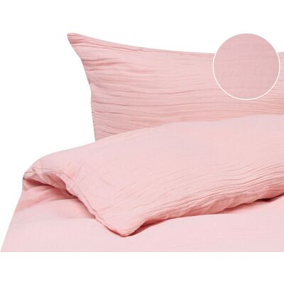 BELIANI Set Copripiumino Moderno In Mussola Di Cotone 220 X 240 Cm Rosa Pastello Sumner BELIANI Set Copripiumino Moderno In Mussola Di Cotone 220 X 240 Cm Rosa Pastello Sumner