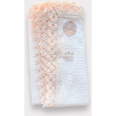 OEM Coperta In Mussola 100x75 Con Pizzo Pregiato, Color Crema OEM Coperta In Mussola 100x75 Con Pizzo Pregiato, Color Crema