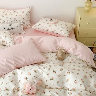KEEMOTE Kit Di 4 Pezzi In Cotone Lavabile A Macchina Per Letti Da 180 Cm – Coprimaterasso, Lenzuolo Piano E 2 Federe Per Cuscini – Piumone 180x220 Cm – Rosa Pastello E Motivo Ciliegio Giapponese KEEMOTE Kit Di 4 Pezzi In Cotone Lavabile A Macchina Per Letti Da 180 Cm – Coprimaterasso, Lenzuolo Piano E 2 Federe Per Cuscini – Piumone 180x220 Cm – Rosa Pastello E Motivo Ciliegio Giapponese