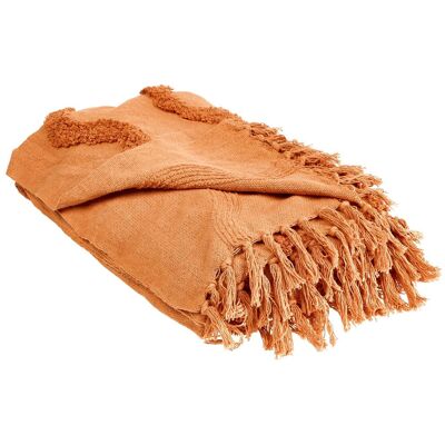 BELIANI Coperta In Cotone Arancione Con Frange E Motivo Geometrico 150 X 200 Cm Khari BELIANI Coperta In Cotone Arancione Con Frange E Motivo Geometrico 150 X 200 Cm Khari