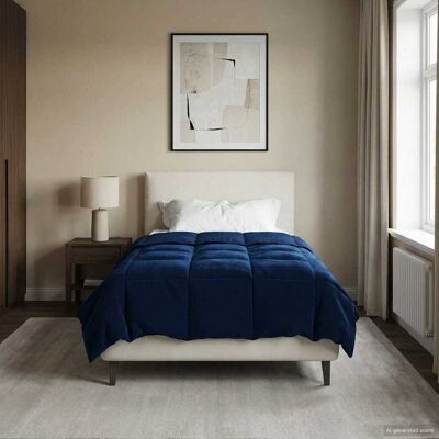 VIDAXL Piumone Completo Annuale Blu Scuro 155 X 220 Cm Microfibra VIDAXL Piumone Completo Annuale Blu Scuro 155 X 220 Cm Microfibra