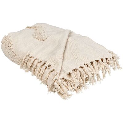 BELIANI Coperta In Cotone Beige Chiaro Con Frange E Motivo Geometrico 150 X 200 Cm Khari BELIANI Coperta In Cotone Beige Chiaro Con Frange E Motivo Geometrico 150 X 200 Cm Khari
