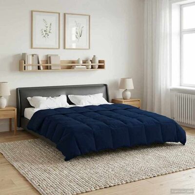 VIDAXL Piumone Completo Annuale Blu Scuro 220 X 240 Cm Microfibra VIDAXL Piumone Completo Annuale Blu Scuro 220 X 240 Cm Microfibra