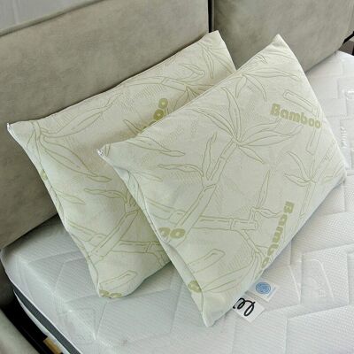 BALDIFLEX Coppia Di Cuscini In Memory Foam Con Fodera Bamboo, Forma Classica Dimensione 60x40 Cm BALDIFLEX Coppia Di Cuscini In Memory Foam Con Fodera Bamboo, Forma Classica Dimensione 60x40 Cm