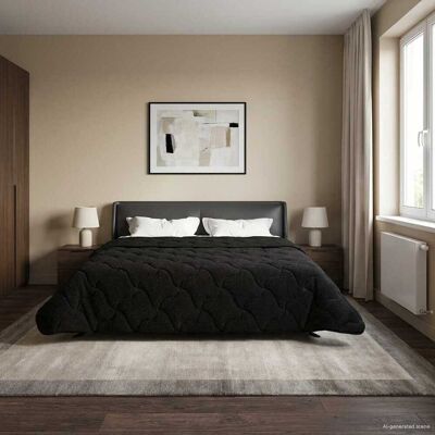 VIDAXL Duvet Estivo Nero 220 X 240 Cm Microfibra E Fleece Teddy VIDAXL Duvet Estivo Nero 220 X 240 Cm Microfibra E Fleece Teddy