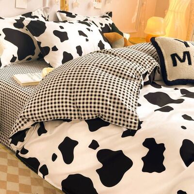 KEEMOTE Copertina Per Il Letto In Cotone 100% Lavabile Con Acqua - Set Di 4 Pezzi (copripiumone 180 X 220 Cm + 2 Federe + Coprimaterasso) - Design Bovino Trendy, Ideale Per Camera Studente, Dormitorio O Appar KEEMOTE Copertina Per Il Letto In Cotone 100% Lavabile Con Acqua - Set Di 4 Pezzi (copripiumone 180 X 220 Cm + 2 Federe + Coprimaterasso) - Design Bovino Trendy, Ideale Per Camera Studente, Dormitorio O Appar