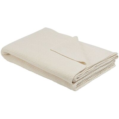 BELIANI Coperta In Cotone Beige Tessuta A Mano Con Frange 130 X 180 Cm Asaka BELIANI Coperta In Cotone Beige Tessuta A Mano Con Frange 130 X 180 Cm Asaka