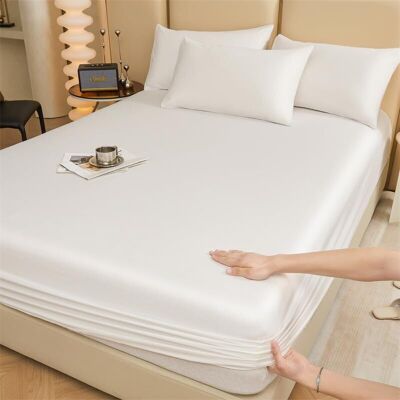 OEM Coprimaterasso 200 X 180 Cm, Lenzuolo Con Angoli Per Letto Matrimoniale, Tessuto Di Cotone, Tasca Profonda 30 Cm, Design Antiscivolo (bianco, Solo Lenzuolo) -crezuo OEM Coprimaterasso 200 X 180 Cm, Lenzuolo Con Angoli Per Letto Matrimoniale, Tessuto Di Cotone, Tasca Profonda 30 Cm, Design Antiscivolo (bianco, Solo Lenzuolo) -crezuo