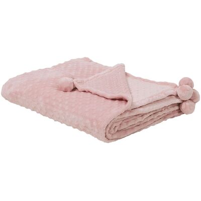 Plaid Rosa Beliani - 200x220 Morbido con Pompom per Letto e Divano Plaid Rosa Beliani - 200x220 Morbido con Pompom per Letto e Divano