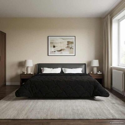 VIDAXL Piumone Completo Annuale Trapuntato Nero 200 X 220 Cm VIDAXL Piumone Completo Annuale Trapuntato Nero 200 X 220 Cm