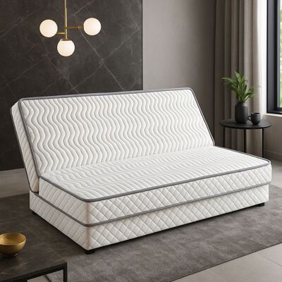 PROVENCE LITERIE Materasso Molto Rigido Per Clic-clac + Coprimaterasso 130x190 X 10 Cm + Cuscino Viscoelastico - Dimensione Seduta 60 Cm - 5 Zone Di Comfort - Imbottitura In Poliestere Al 100% - Anima In Poliuretano P PROVENCE LITERIE Materasso Molto Rigido Per Clic-clac + Coprimaterasso 130x190 X 10 Cm + Cuscino Viscoelastico - Dimensione Seduta 60 Cm - 5 Zone Di Comfort - Imbottitura In Poliestere Al 100% - Anima In Poliuretano P