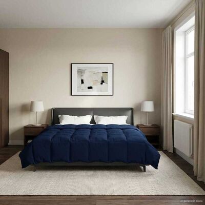 VIDAXL Piumone Completo Annuale Blu Scuro 240 X 260 Cm Microfibra VIDAXL Piumone Completo Annuale Blu Scuro 240 X 260 Cm Microfibra