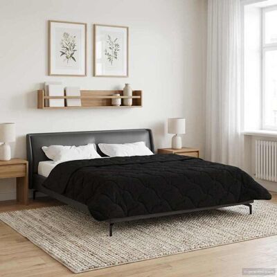 VIDAXL Duvet Estivo Nero 200 X 220 Cm Microfibra E Fleece Teddy VIDAXL Duvet Estivo Nero 200 X 220 Cm Microfibra E Fleece Teddy