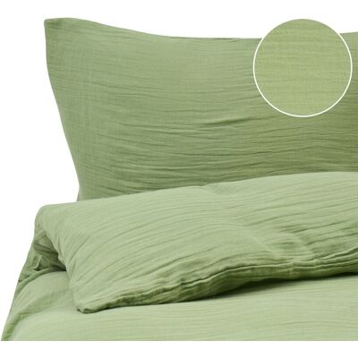 BELIANI Set Copripiumino Moderno In Mussola Di Cotone 220 X 240 Cm Verde Sumner BELIANI Set Copripiumino Moderno In Mussola Di Cotone 220 X 240 Cm Verde Sumner
