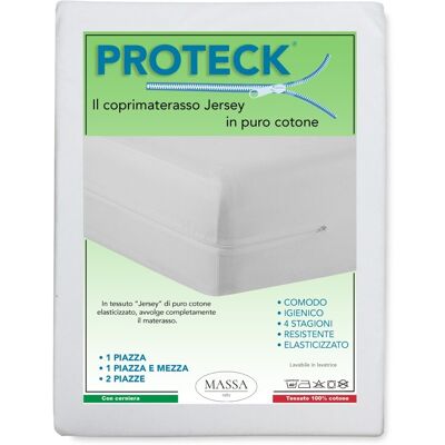 TEX FAMILY Coprimaterasso Proteck Con Cerniera Zip In Jersey Di Puro Cotone Elasticizzato 1 Piazza E Mezza TEX FAMILY Coprimaterasso Proteck Con Cerniera Zip In Jersey Di Puro Cotone Elasticizzato 1 Piazza E Mezza