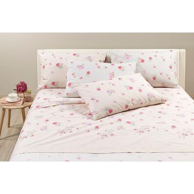 CALEFFI Completo Lenzuola Matrimoniale In Cotone Flora Geometrico Rosa CALEFFI Completo Lenzuola Matrimoniale In Cotone Flora Geometrico Rosa