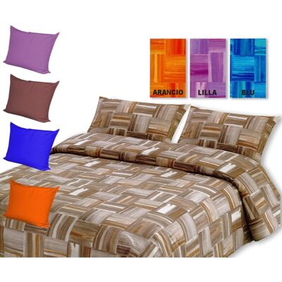 TEX FAMILY Copripiumino In Puro Cotone Dis. Stresa Con Cuscino Arredo Blu 2 Piazze TEX FAMILY Copripiumino In Puro Cotone Dis. Stresa Con Cuscino Arredo Blu 2 Piazze