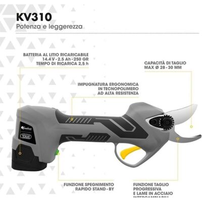 VOLPI Forbici Da Potatura Elettroniche Cordless Kamikaze Batteria Litio VOLPI Forbici Da Potatura Elettroniche Cordless Kamikaze Batteria Litio