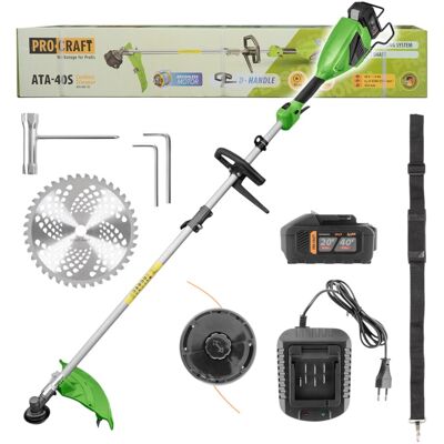 Procraft Decespugliatore A Batteria Ata-40s 40 V 420 Mm Brushless + 1x Batteria 4,0 Ah + Caricabatterie Procraft Decespugliatore A Batteria Ata-40s 40 V 420 Mm Brushless + 1x Batteria 4,0 Ah + Caricabatterie