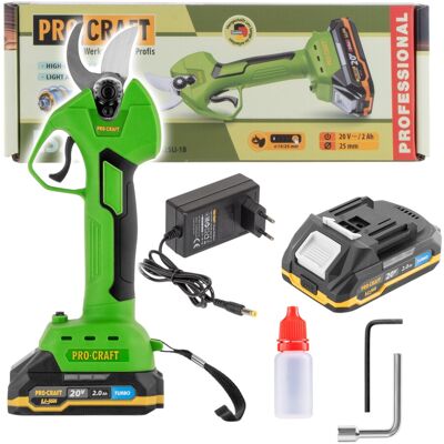 Procraft Es25li Tagliarami A Batteria 20 V 25 Mm + 1x Batteria 2,0 Ah + Caricabatterie Procraft Es25li Tagliarami A Batteria 20 V 25 Mm + 1x Batteria 2,0 Ah + Caricabatterie