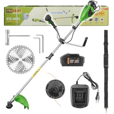 Procraft Decespugliatore A Batteria Ata-40bs 40 V 420 Mm Brushless + 1x Batteria 4,0 Ah + Caricabatterie Procraft Decespugliatore A Batteria Ata-40bs 40 V 420 Mm Brushless + 1x Batteria 4,0 Ah + Caricabatterie