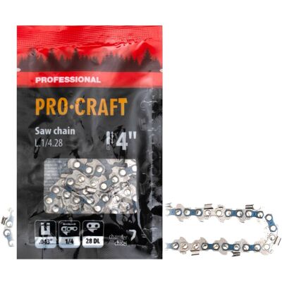 Procraft Catena L.1/4.28 4" (100 Mm) 1/4" 1,1 Mm 28 Tg - Per Motosega Procraft Catena L.1/4.28 4" (100 Mm) 1/4" 1,1 Mm 28 Tg - Per Motosega
