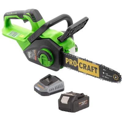 Procraft Motosega A Batteria Pka38 20 V 304 Mm Brushless + 1x Batteria 4,0 Ah + Caricabatteria Procraft Motosega A Batteria Pka38 20 V 304 Mm Brushless + 1x Batteria 4,0 Ah + Caricabatteria