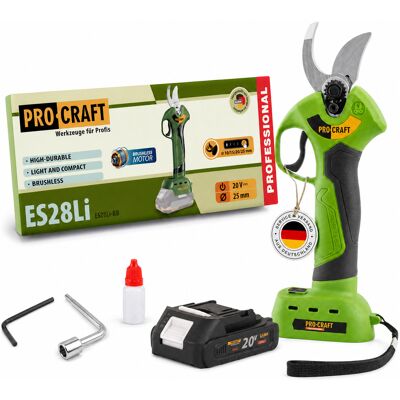 Procraft Es28li Bb Forbici Da Potatura A Batteria Forbici Da Giardino 20 V 25 Mm + 1x Batteria 2,0 Ah - Senza Caricabatterie Procraft Es28li Bb Forbici Da Potatura A Batteria Forbici Da Giardino 20 V 25 Mm + 1x Batteria 2,0 Ah - Senza Caricabatterie