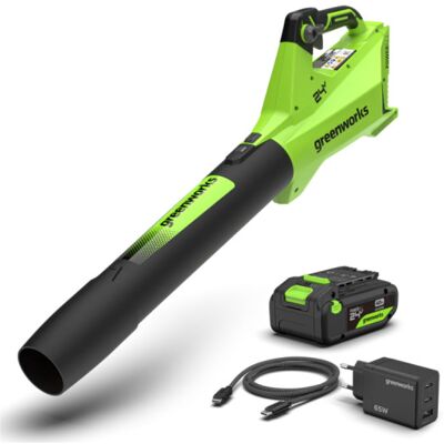 GREENWORKS Soffiatore 24v - 177 Km/h - Batteria E Caricatore Da 4,0ah - Bl24l411-01 GREENWORKS Soffiatore 24v - 177 Km/h - Batteria E Caricatore Da 4,0ah - Bl24l411-01