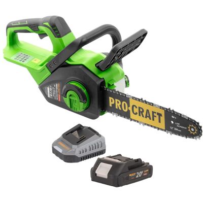 Procraft Motosega A Batteria Pka38 20 V 304 Mm Brushless + 1x Batteria 2,0 Ah + Caricabatteria Procraft Motosega A Batteria Pka38 20 V 304 Mm Brushless + 1x Batteria 2,0 Ah + Caricabatteria