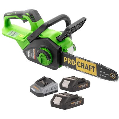Procraft Motosega A Batteria Pka38 20 V 304 Mm Brushless + 2 Batterie 2,0 Ah + Caricabatteria Procraft Motosega A Batteria Pka38 20 V 304 Mm Brushless + 2 Batterie 2,0 Ah + Caricabatteria