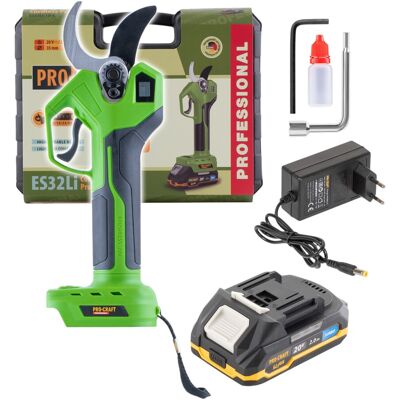 Procraft Es32li Cesoie Per Rami A Batteria 20 V Brushless + 1x Batteria 2,0 Ah + Caricabatteria + Valigetta Procraft Es32li Cesoie Per Rami A Batteria 20 V Brushless + 1x Batteria 2,0 Ah + Caricabatteria + Valigetta